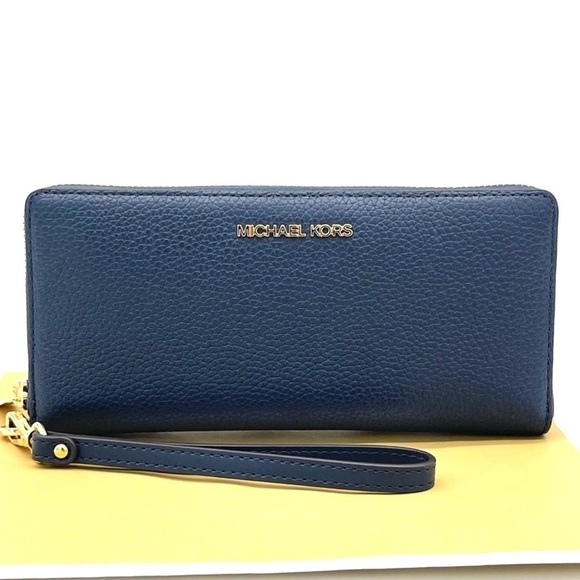 Michael Kors Large Continental Wallet Wristlet Navy Blue (NWT) - Picture 2 of 7